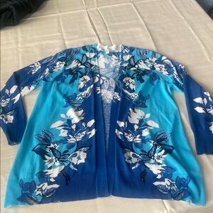 Chico's Summer Romance Blue Floral Cardigan